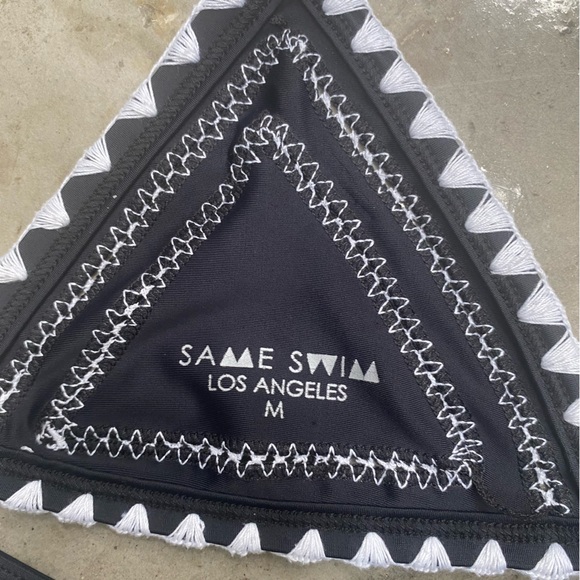 Same Swim Los Angeles “the catch” triangle swim suit bikini TOP black white - Picture 3 of 3
